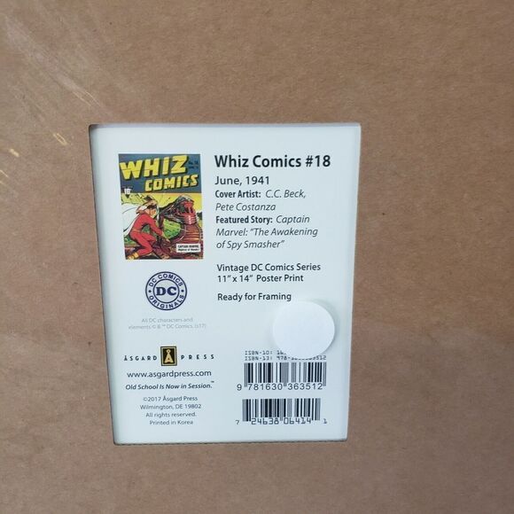 CAPTAIN MARVEL Whiz Comics #18 1941 Vintage DC Comics Series 11"X14" Poster - Picture 2 of 2